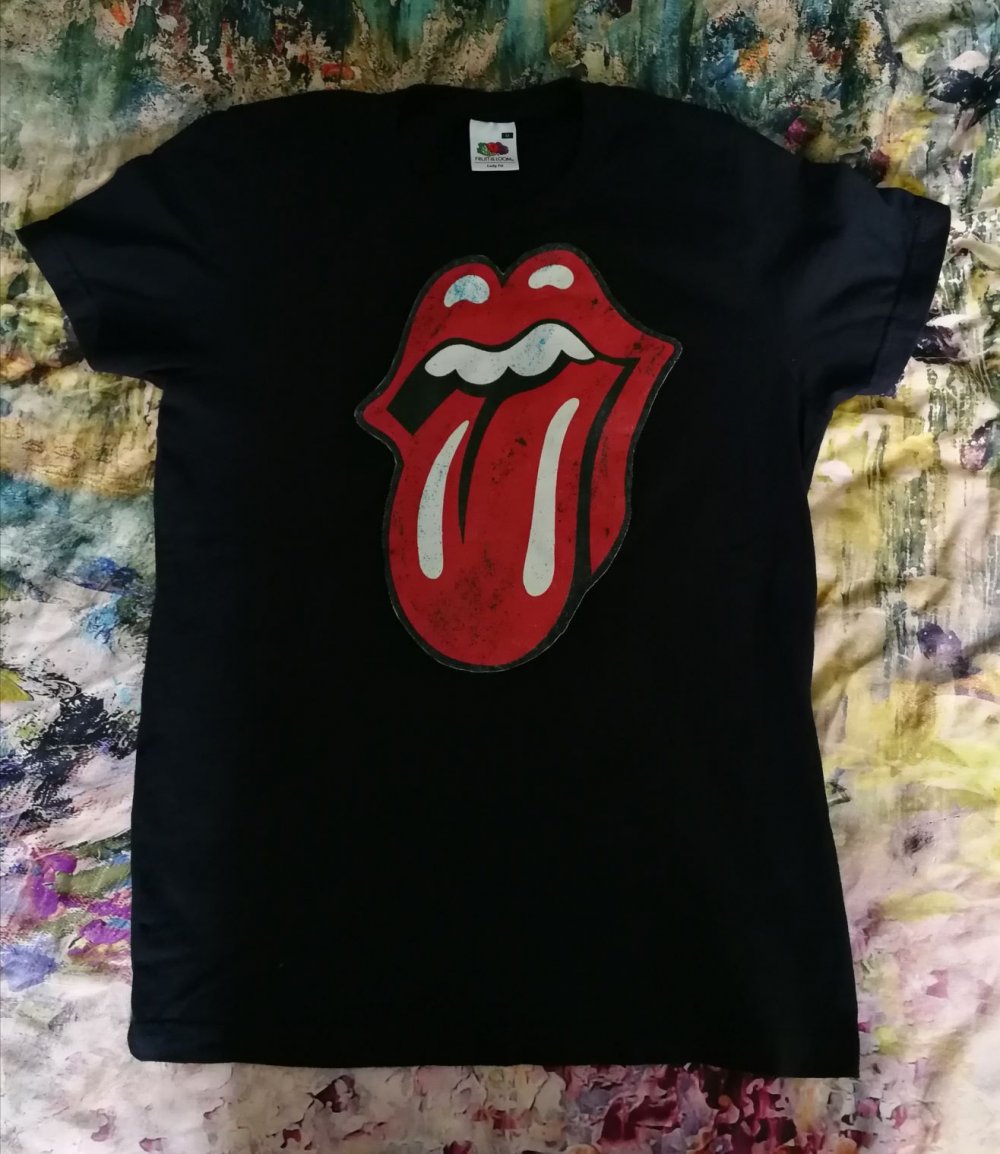 Bandshirt TRS The Rolling Stones Zunge! Custom Designershirt Glittereffekt Girlie Ladies