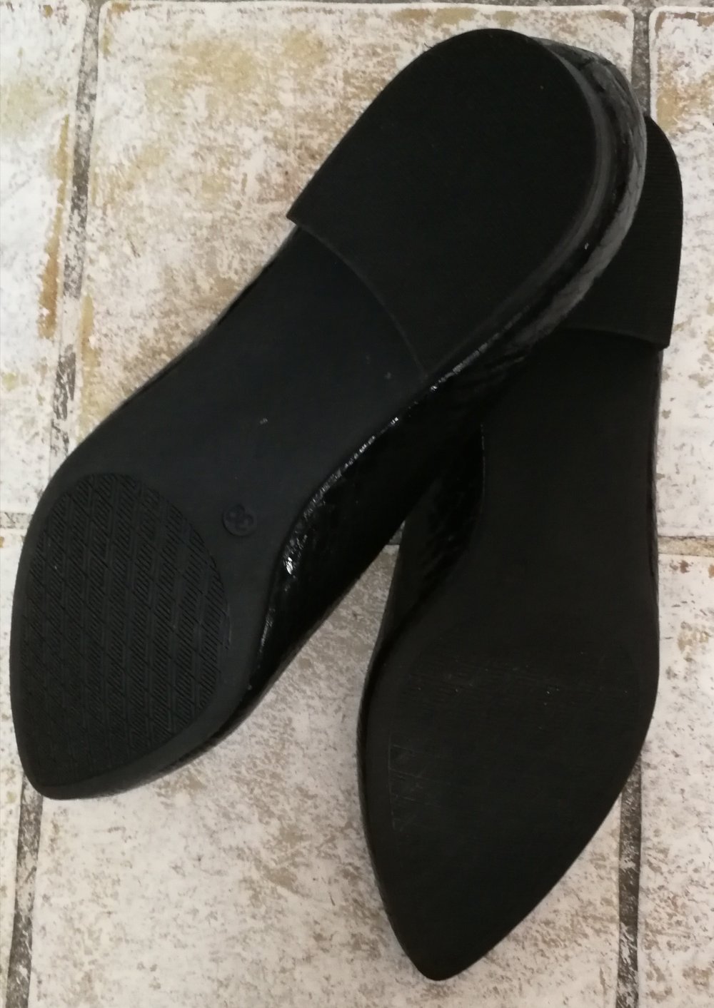 Schlangenlederimitat Ballerinas schwarze flache Schuhe klassisch sexy schön Gr. 39