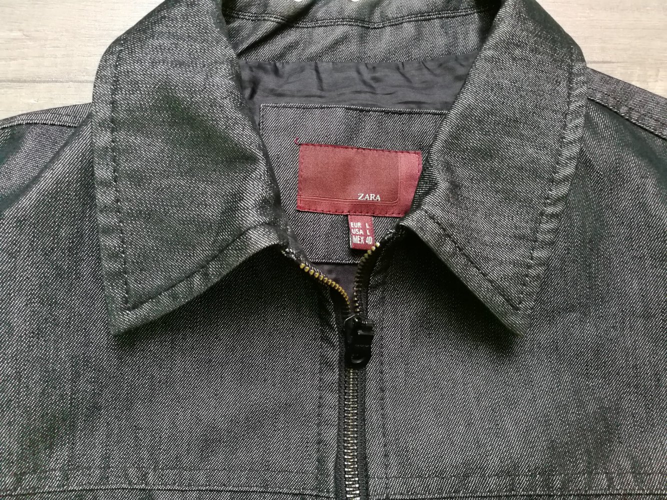 Zara Jeansjacke Glanzjacke Silberglanzjacke 90er StyleGr. L! Unisex Vintage Design superchic!