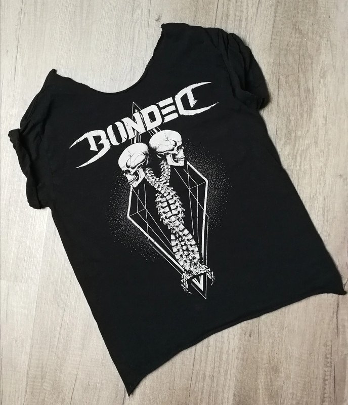 Bandshirt T-Shirt Heavy Metal Bonded skulls Skelett Bones Horror Customcut