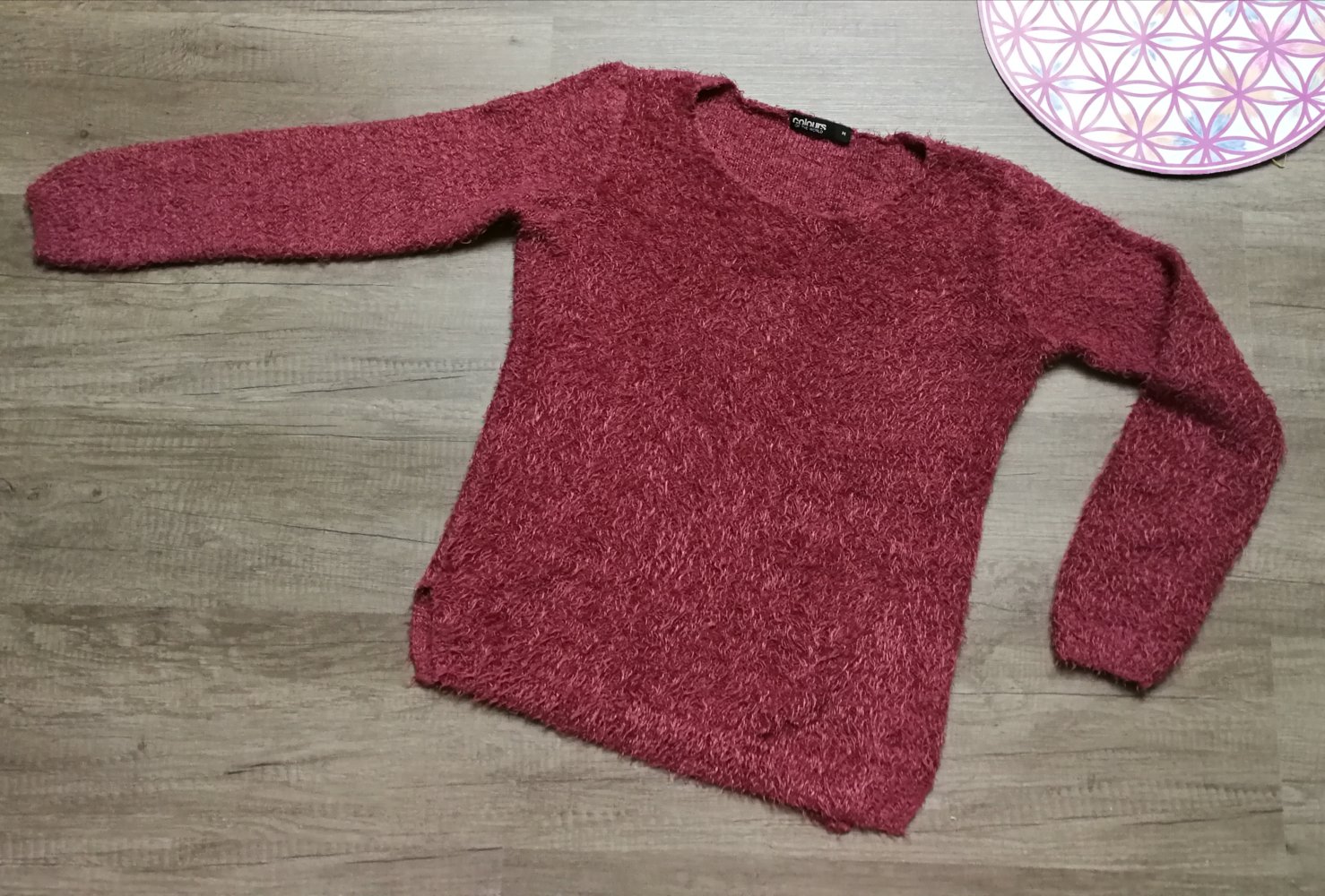 Kuschelpulli Pullover COTW Beere Altrosa kuschelig Wuscheleffekt Grungig
