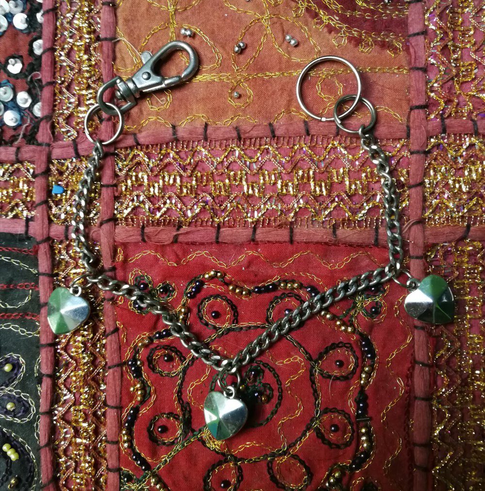 Gürtelkette Halskette Biker Rockchick Herzanhänger 90er Vintage! Multifunktionale Kette Unisex! 
