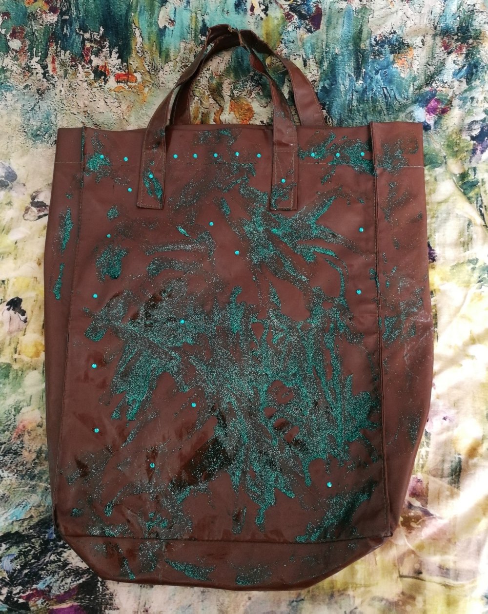 Tasche 60er 70er Vintage Retro Glitzer Tragetasche Lacktasche Designertasche Strassteine Unikat!