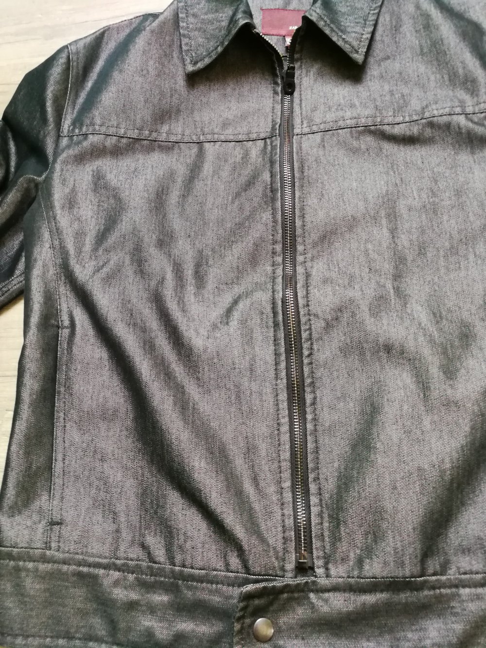 Zara Jeansjacke Glanzjacke Silberglanzjacke 90er StyleGr. L! Unisex Vintage Design superchic!