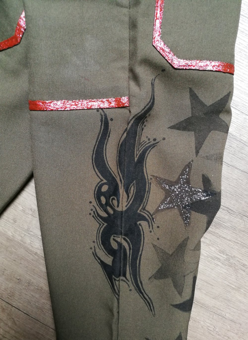 Stoffhose Bühnenoutfit Military Cargohose Designerhose Heavy Metal Rockchick Style! 90er Vintage Custom Unikat!