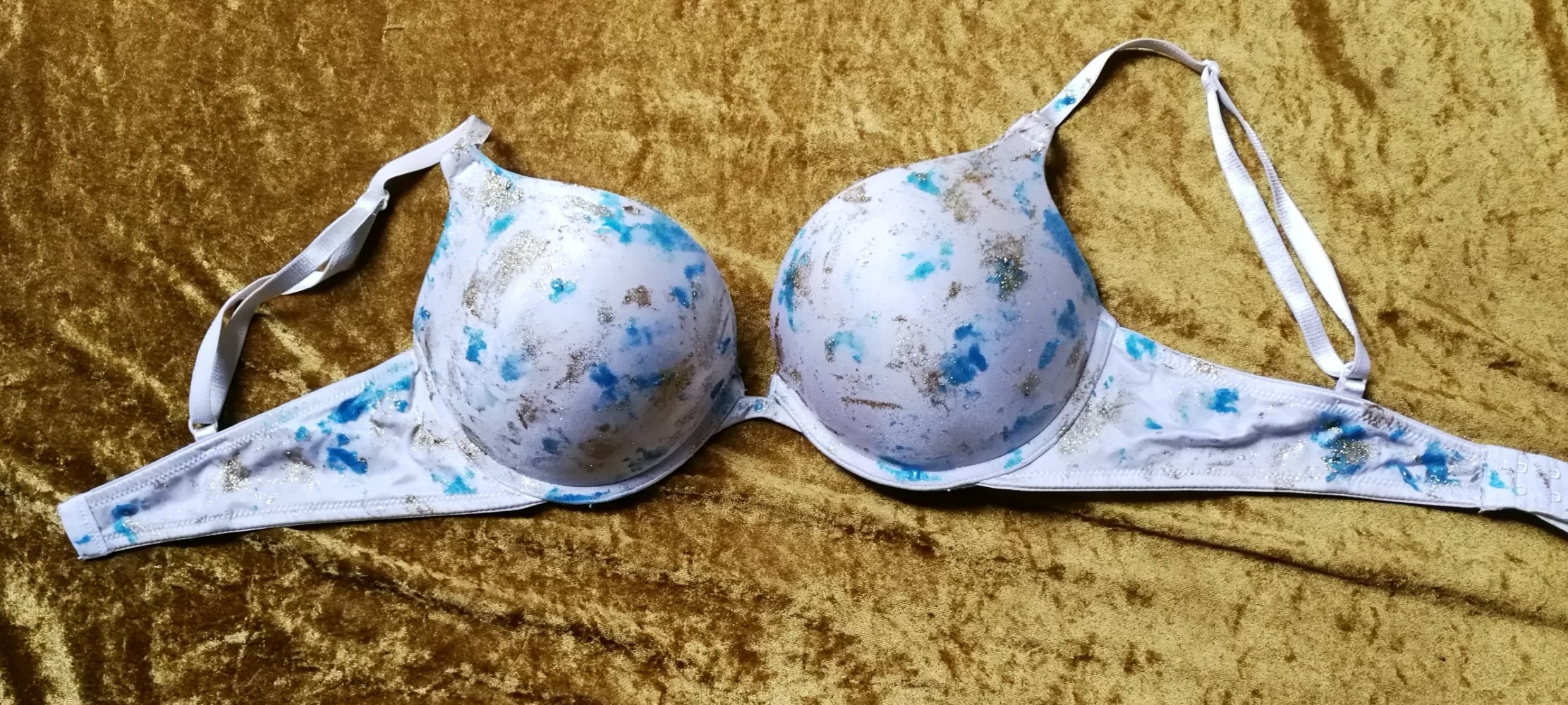 BH Büstenhalter Push-Up Goldglitzer Batik Freak Designerstück