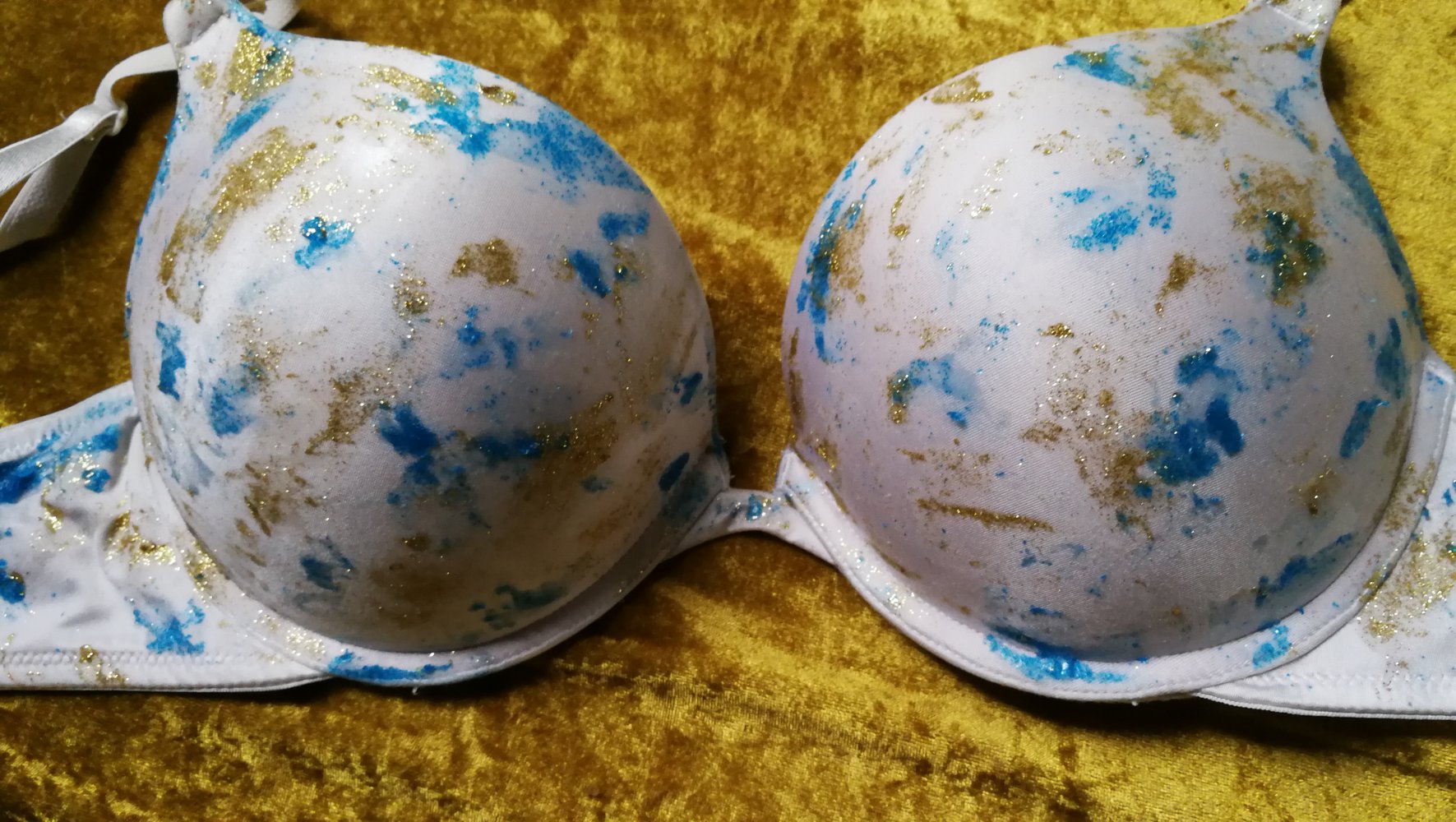 BH Büstenhalter Push-Up Goldglitzer Batik Freak Designerstück