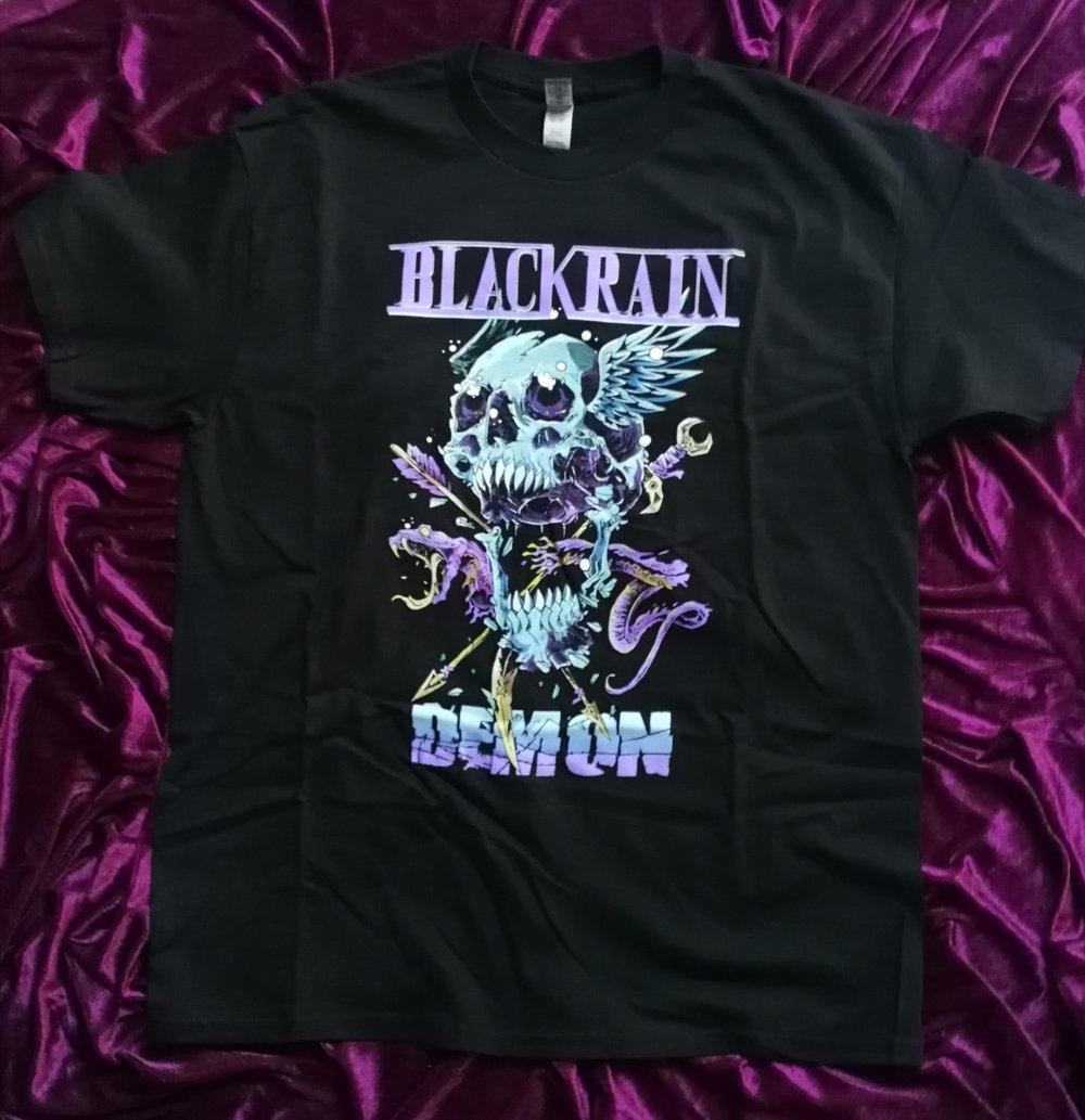 Blackrain Bandshirt! Sleaze Rock Unisex Gr. L Demon Skull tolles Artprint Motiv!