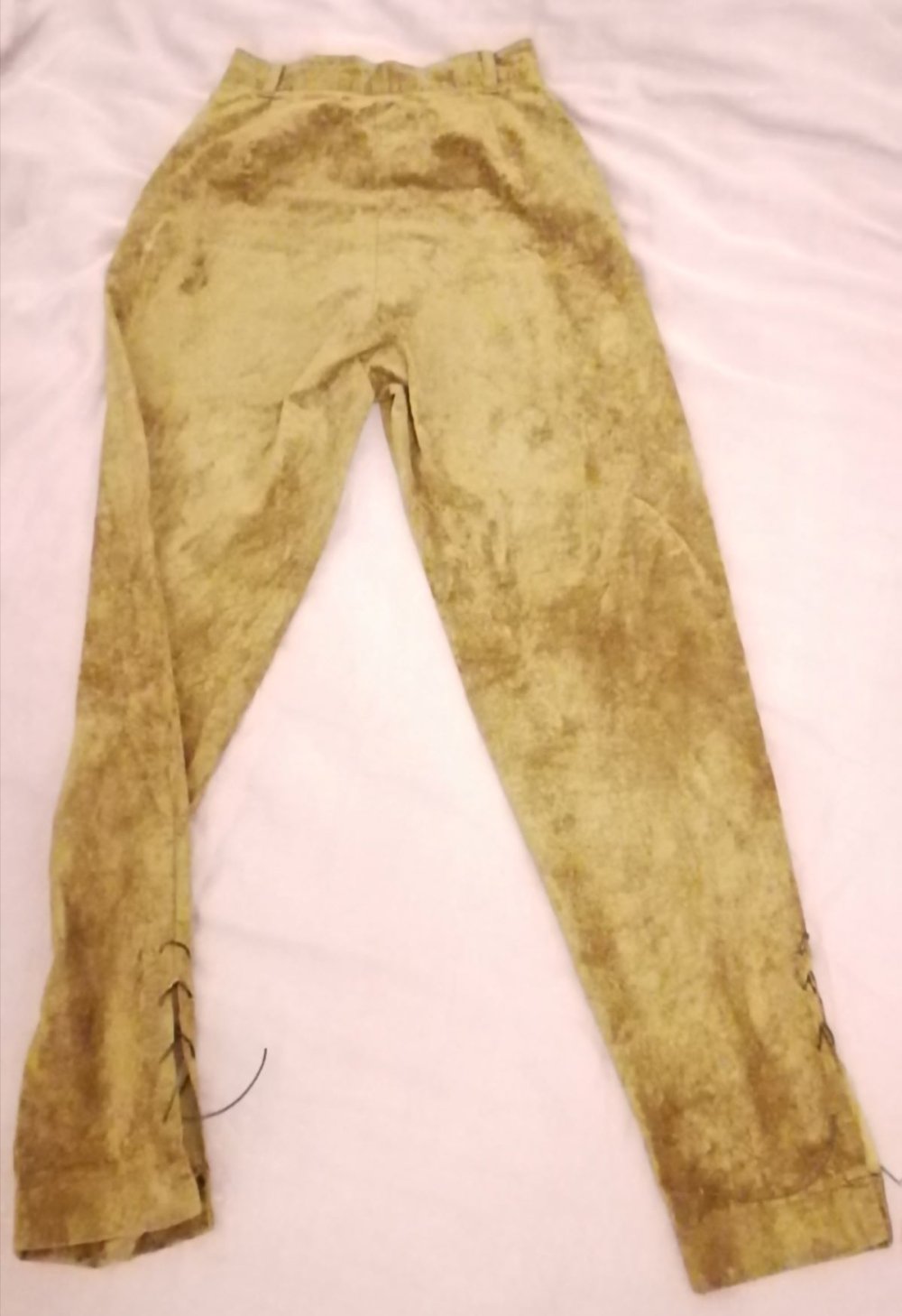 Braune Wildleder Imitatshose Samt Schnürung 80er Original True Vintage Kult Rockchick High Waist 