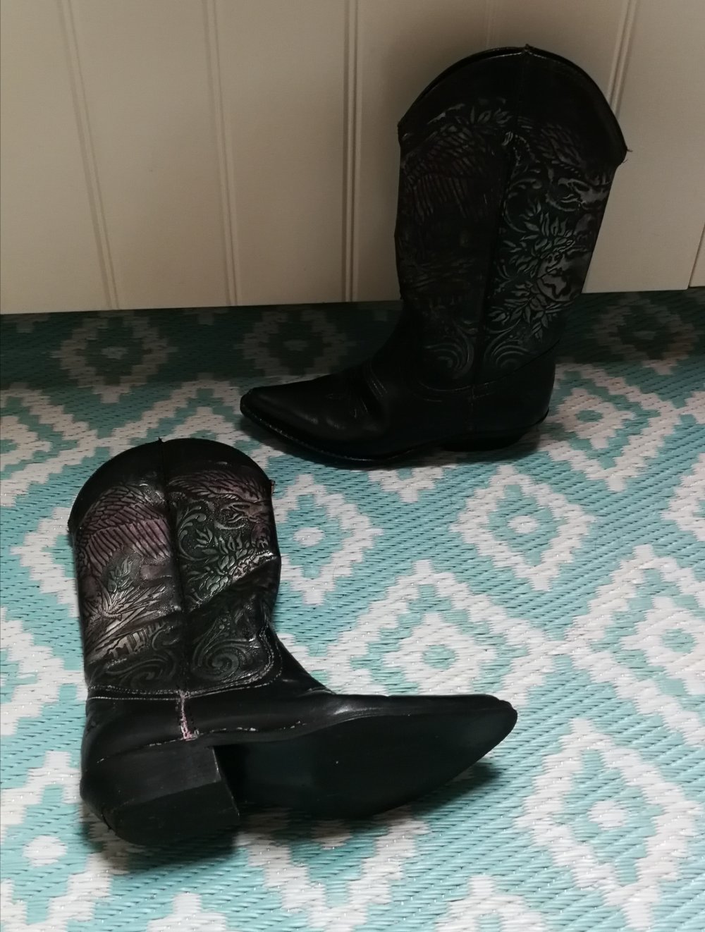 Cowboystiefel 80er True Vintage! Kult Rarität irres Design Adler Schimmer Style