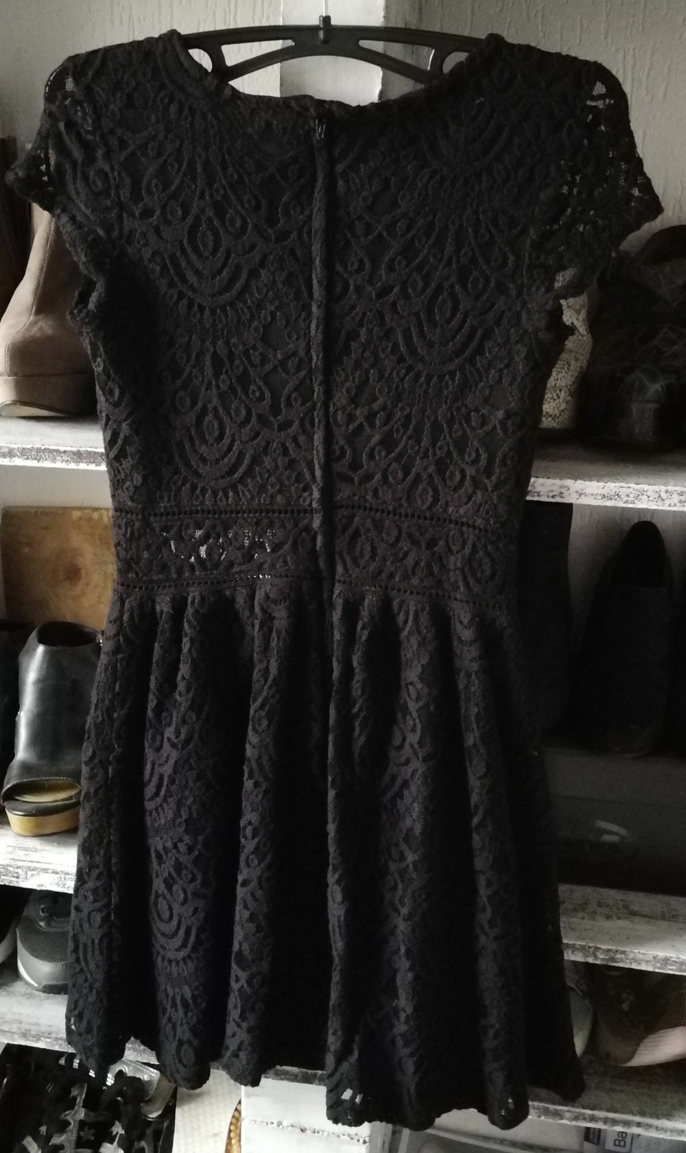 H&M Schwarzes Minikleid Häkel Romantic Spitze Skater Cutouts zauberhaft feminin Gothic Victorian