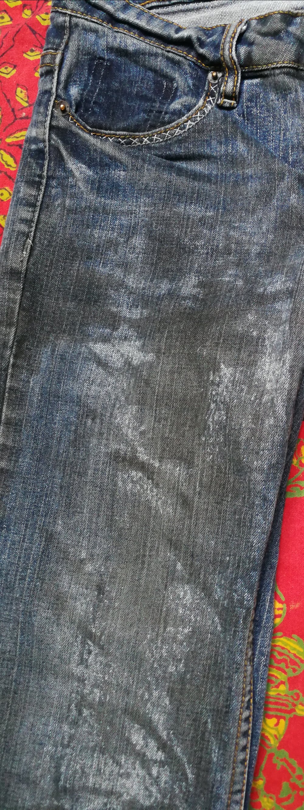 Jeans Designerhose Custom Rockchick Biker Batik Pattern abgerockt