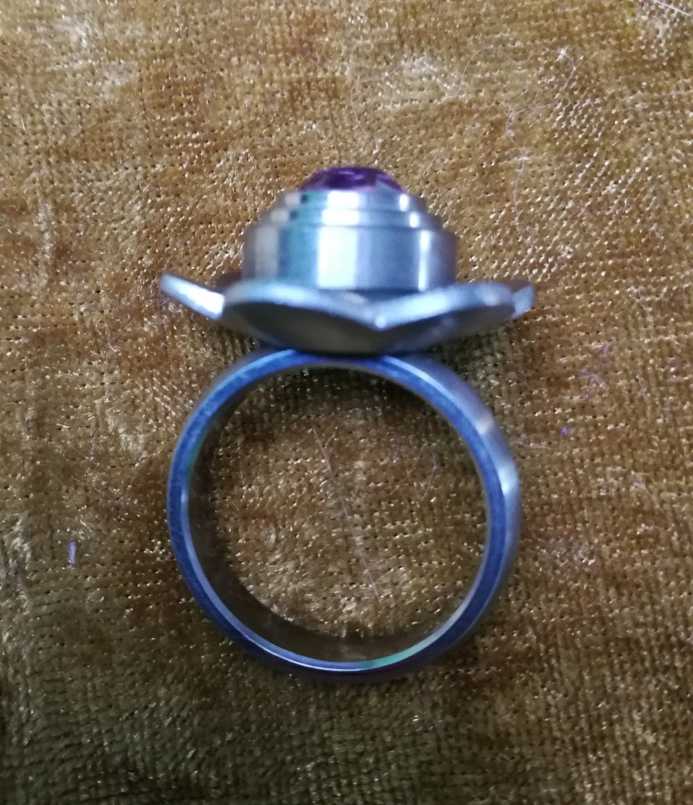 Fingerring Blumenring Silber rosa Edelstein Bling-Bling Boho Hippie Brushed Metal Edelstahl
