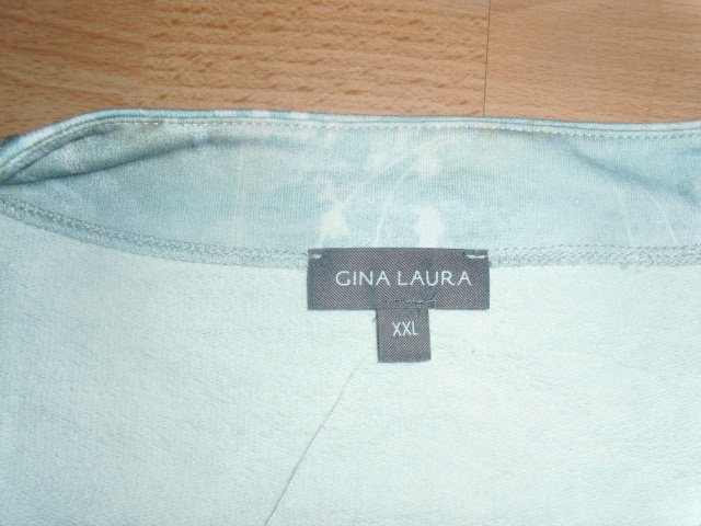 Langarmshirt von Gina Laura, mint mit Motiv, Gr. 50/52