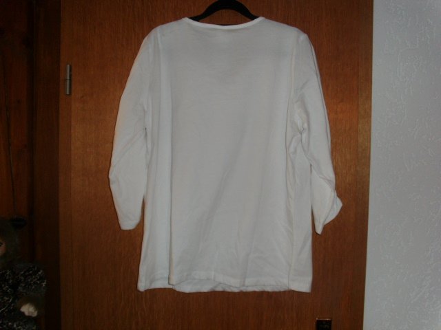 Schlupfshirt, wollweiß mit  Motiven, Gr. 44