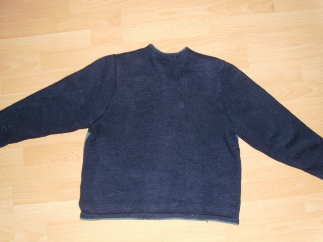 Strickjacke von Giesswein, blau mit Motiven, Gr. 42