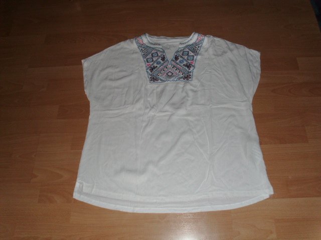 Schlupfbluse von Canda, weiß Motiven, Gr. 50