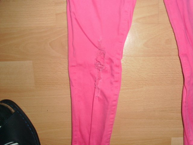Jeans von Demin & Co, pink mit Cut Outs, Gr. 128