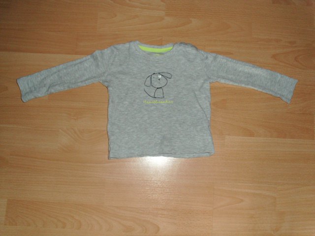 Langarmshirt von Lupilu, hellgrau mit Motiv, Gr. 74/80