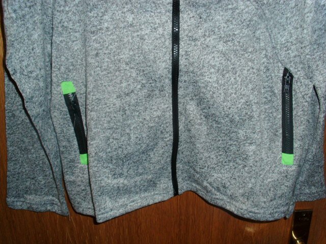 Sweatjacke, grau meliert mit Kapuze, Gr. L