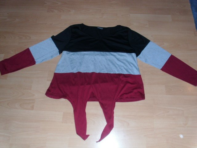 Knotenshirt von Shein, mit Blockstreifen, Gr. 44