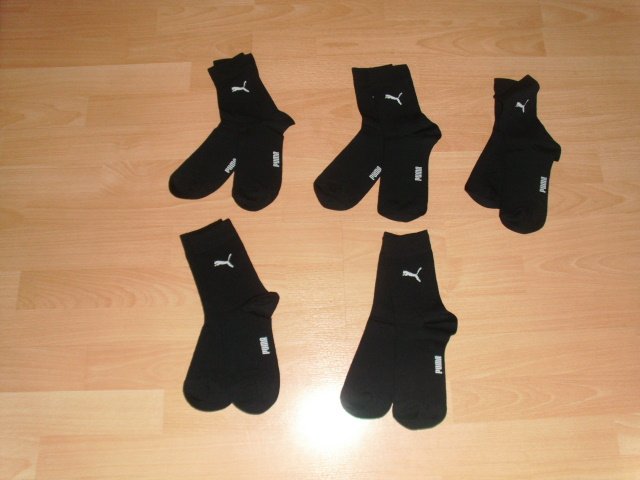 5 Paar Kindersocken von Puma, schwarz, Gr. 35-38