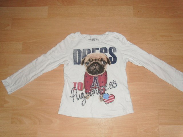 Langarmshirt von Here & There, wollweiß mit Motiv, Gr. 116/122