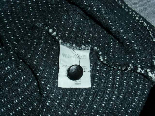 Langarmbluse, schwarz-weiß, Strickoptik, Gr. 44/46