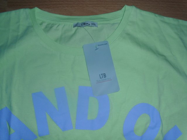 T-Shirt von LTB, hellgrün mit Schriftzug, Gr. 48/50 mit Etikett