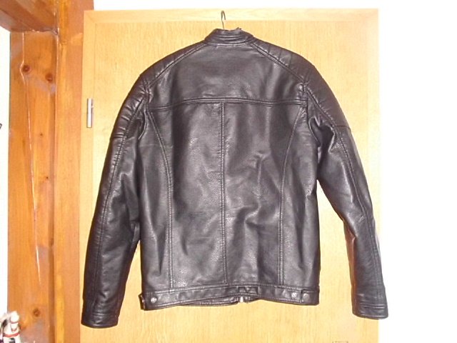 Bikerjacke von Jack & Jones, schwarz, Lederoptik, Gr. M