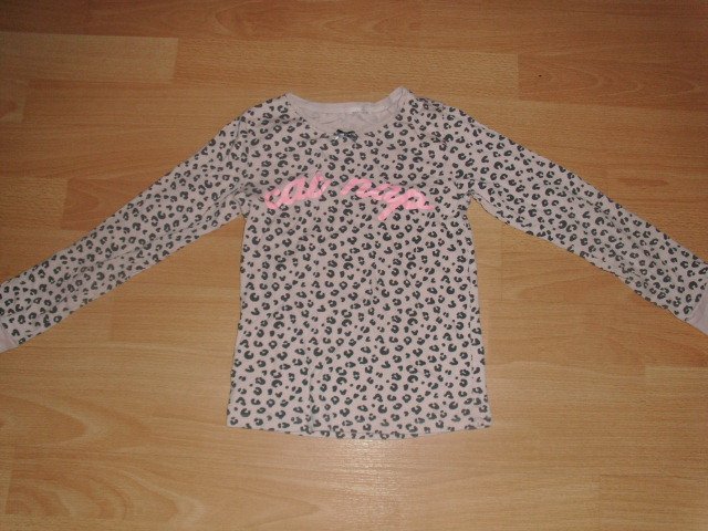 Langarmshirt , rosa mit Leoprint, Gr. 116/122