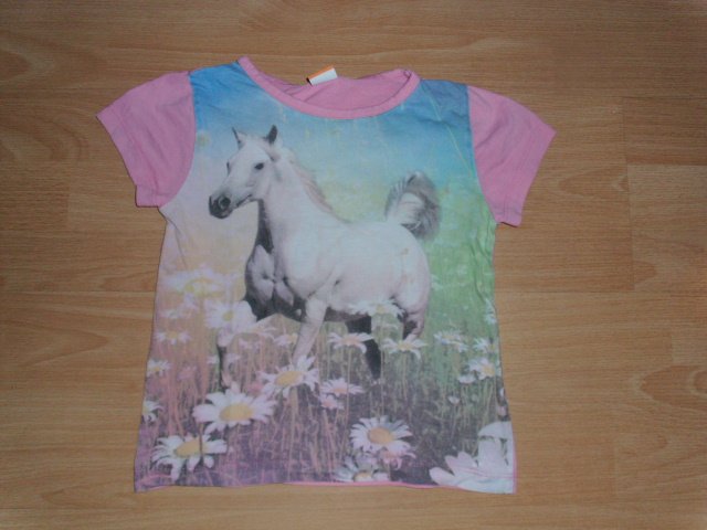 T-Shirt von Pusblu, rosa mit Pferd, Gr. 110