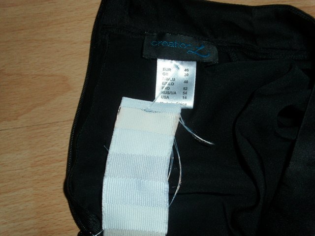 Satinshirt von Creation L, schwarz mit Applikation, Gr. 46