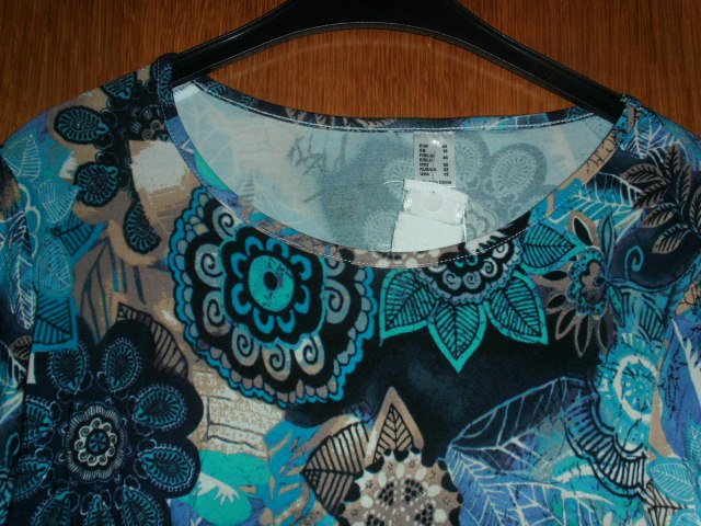T-Shirt, türkis, blau, beige, Gr. 44