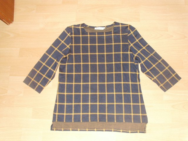 Langarmshirt von Victoria, blau-gelb kariert, Gr. 44