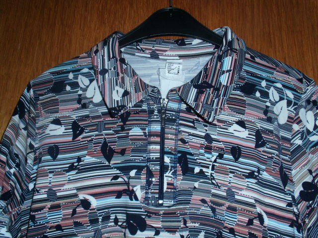 Poloshirt mit Reißverschluss, gemustert, Gr. 48