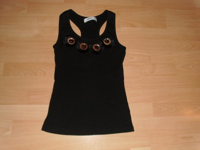 Top von Zara, schwarz mit Ziersteinen, Gr.36/38