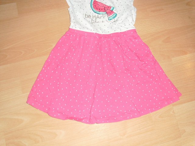 Kleid von Topolino, pink-weiß, mit Motiv, Gr. 128