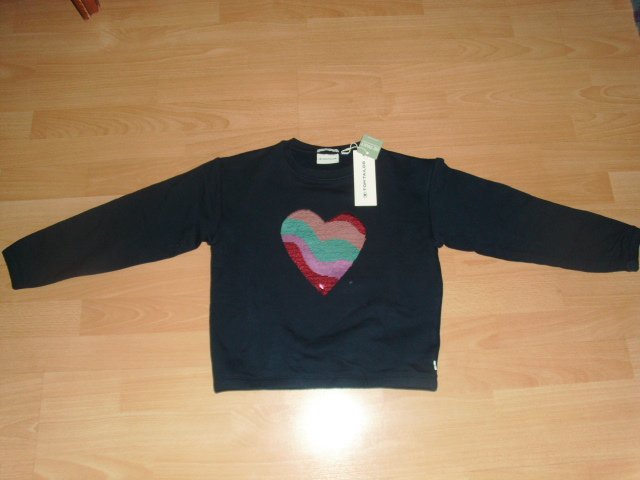 Sweatshirt von Tom Tailor, blau mit Herz, Gr. 128/134 mit Etikett