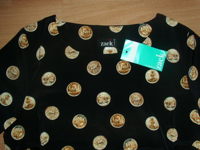 Tunikakleid von John Zack London, schwarz mit Motiven, Gr. 38 mit Etikett