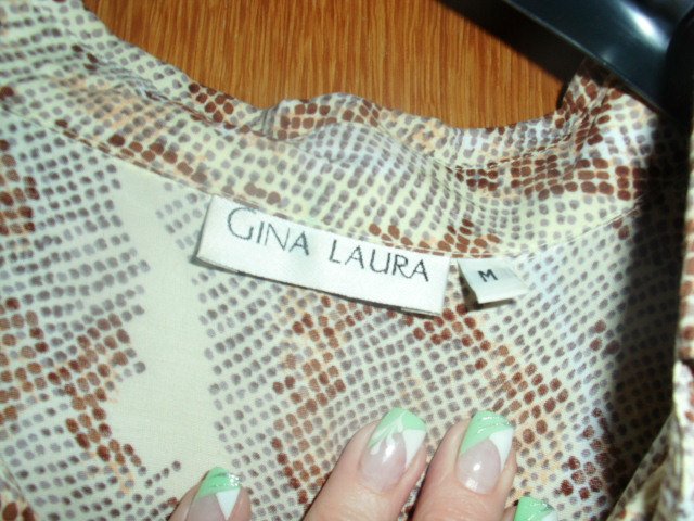 Bluse von Gina Laura, beige-braun gemustert, Gr. 44/46 