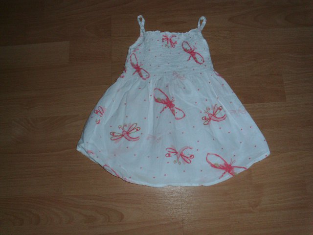 Trägerkleid, weiß mit rosa Libellen, Gr. 86