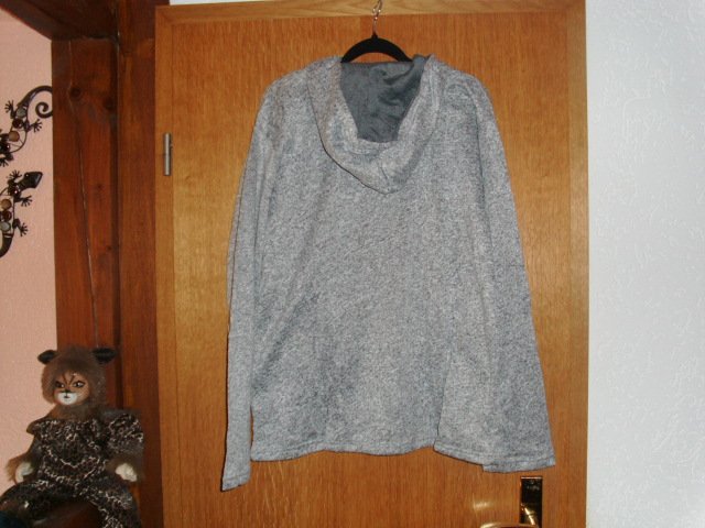 Sweatjacke, grau meliert mit Kapuze, Gr. L