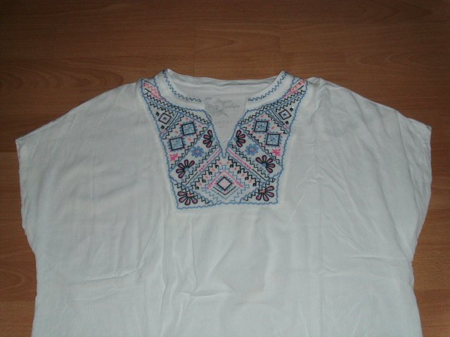 Schlupfbluse von Canda, weiß Motiven, Gr. 50