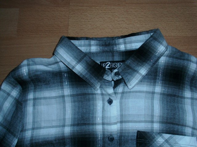 Bluse von Up2 Fashion, grau kariert, Gr. 42