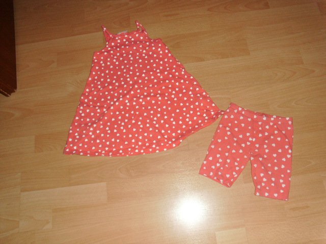 Kleid mit Radler von Topolino, orange mit Herzchen, Gr. 104