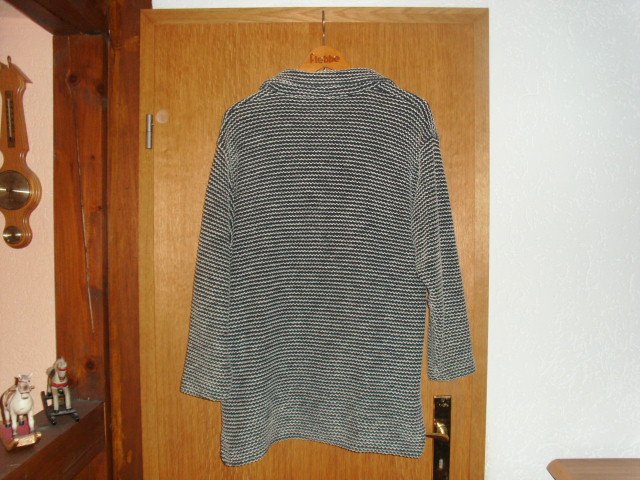 Langarmbluse, schwarz-weiß, Strickoptik, Gr. 44/46