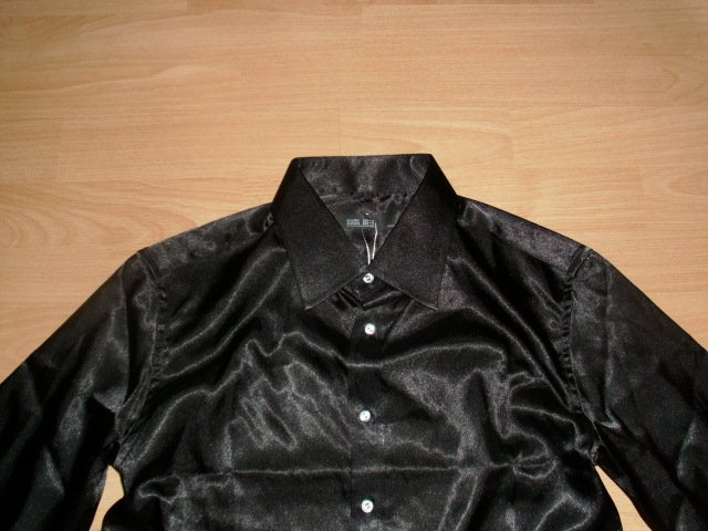 Satinbluse von Shengshan, schwarz, Gr. 38 Neu
