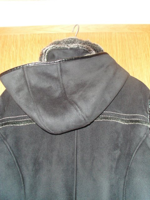 Lederimitatjacke von Mainpoll, mit Kunstfell, schwarz, Gr. 46