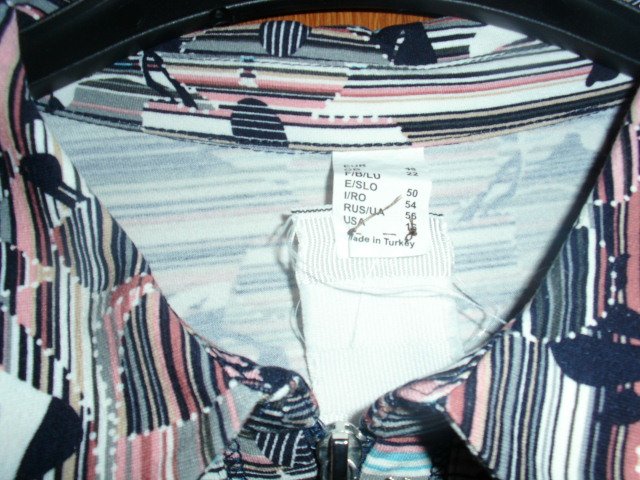 Poloshirt mit Reißverschluss, gemustert, Gr. 48